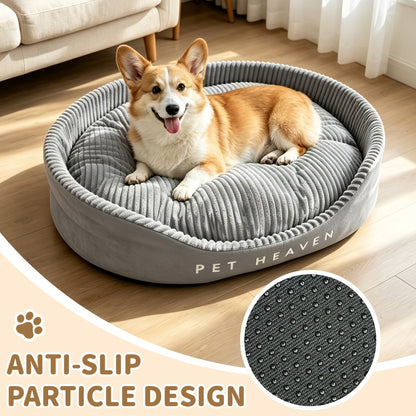 Furry Round Pet Bed for Dogs & Cats – Soft Warm Washable Dog Bed with Anti-Slip Base, Foldable Breathable Plush Cat Bed Mattress