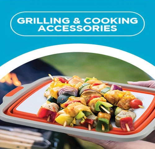 Collapsible BBQ Prep Caddy with Cutting Board & Lid – 3-in-1 Foldable Grill Preparation Tub, Food-Safe Plastic