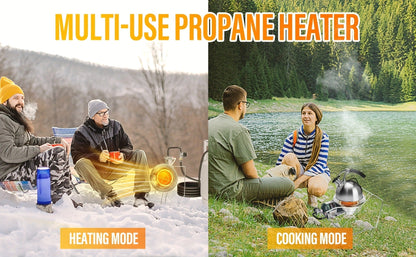 Round Propane Heater with Folding Stand, 8-Foot Hose, Regulator and Piezo Igniter Assembly