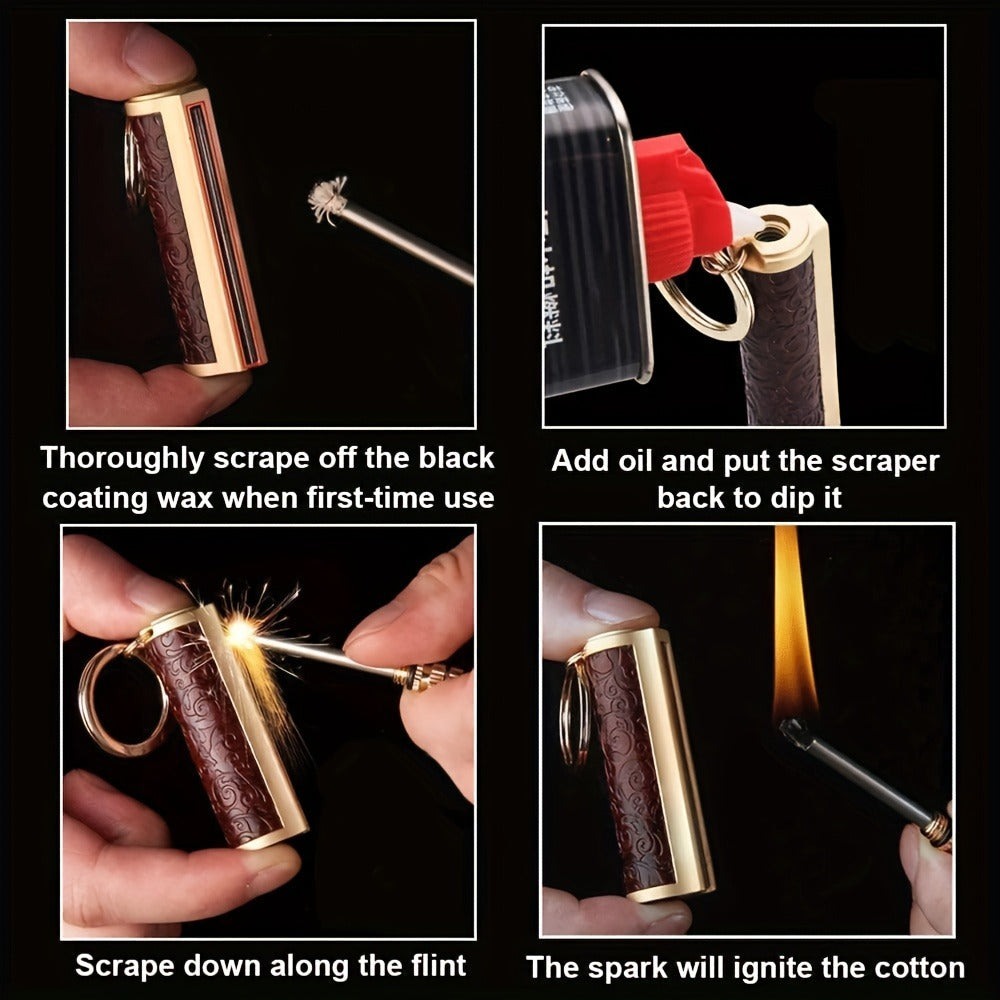 Permanent Match Fire Starter Set 4pcs, 10000-Strike Flint Metal Match Lighter with Keychain, Emergency Survival Fire Starter Kit for Outdoor