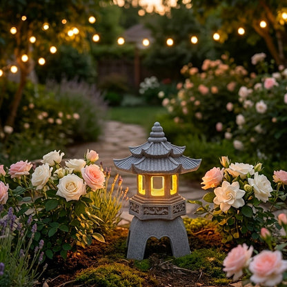 Solar Pyramid Light Sculpture, for Garden, Pathway and Patio Lighting, with the Listed Configuration