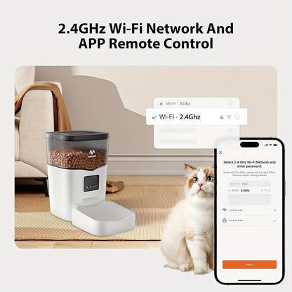 Smart WiFi Automatic Pet Feeder 101oz – App Control, Up to 10 Meals Per Day, HD Camera Option with 2.4G & 5G, Voice Assistant Compatible