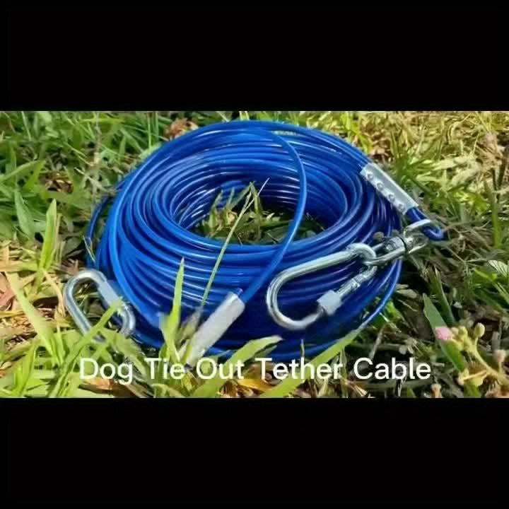 Dog Tie Out Cable for Yard Heavy Duty – Steel Wire Runner Leash with Swivel Hooks, Holds Up to 300 lbs, Anti-Tangle Dog Run Cable