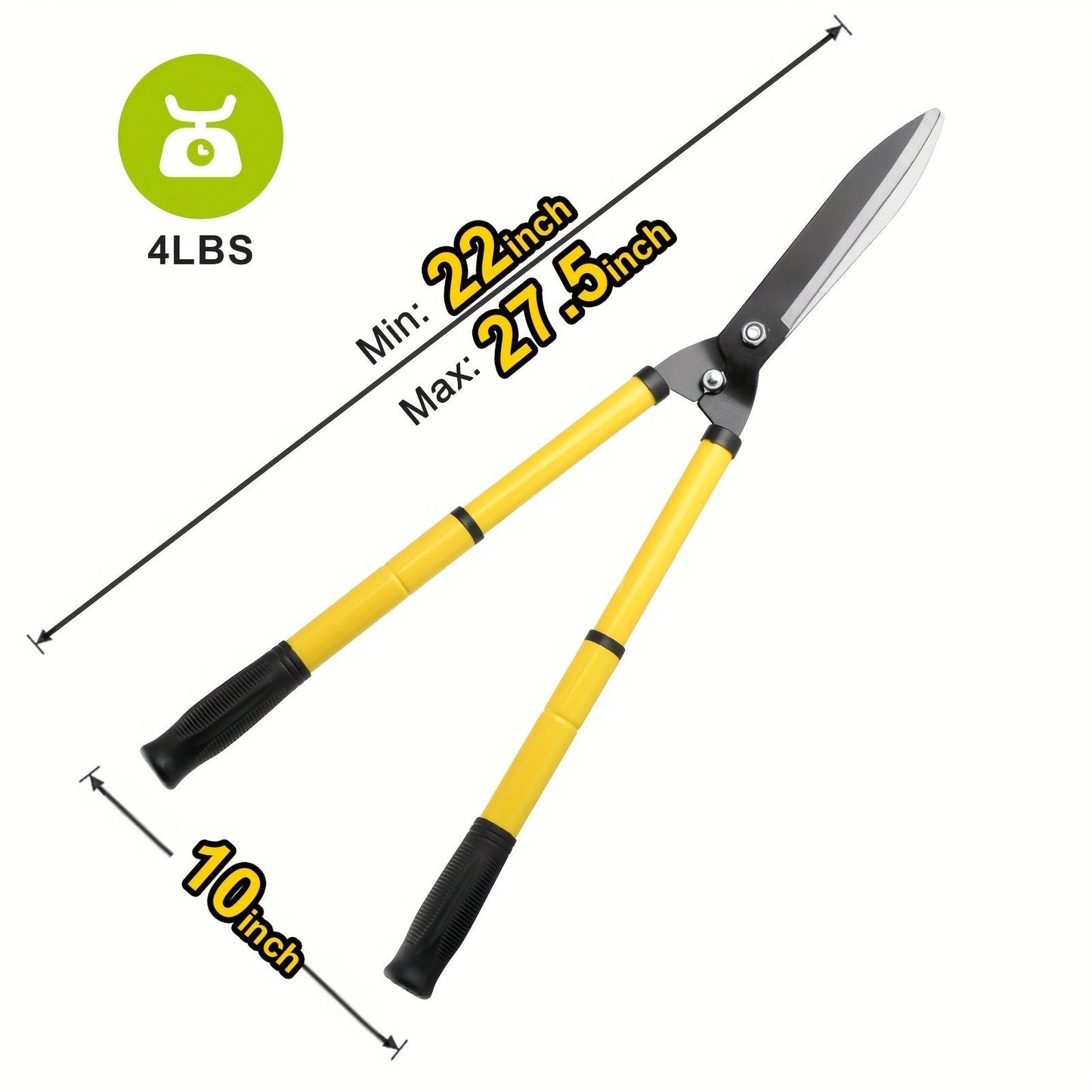 Long Reach Pruning Shears 18-38 Inch Extendable – Non-Stick Steel Blades Cut 2" Branches, Shock-Absorbing Handle