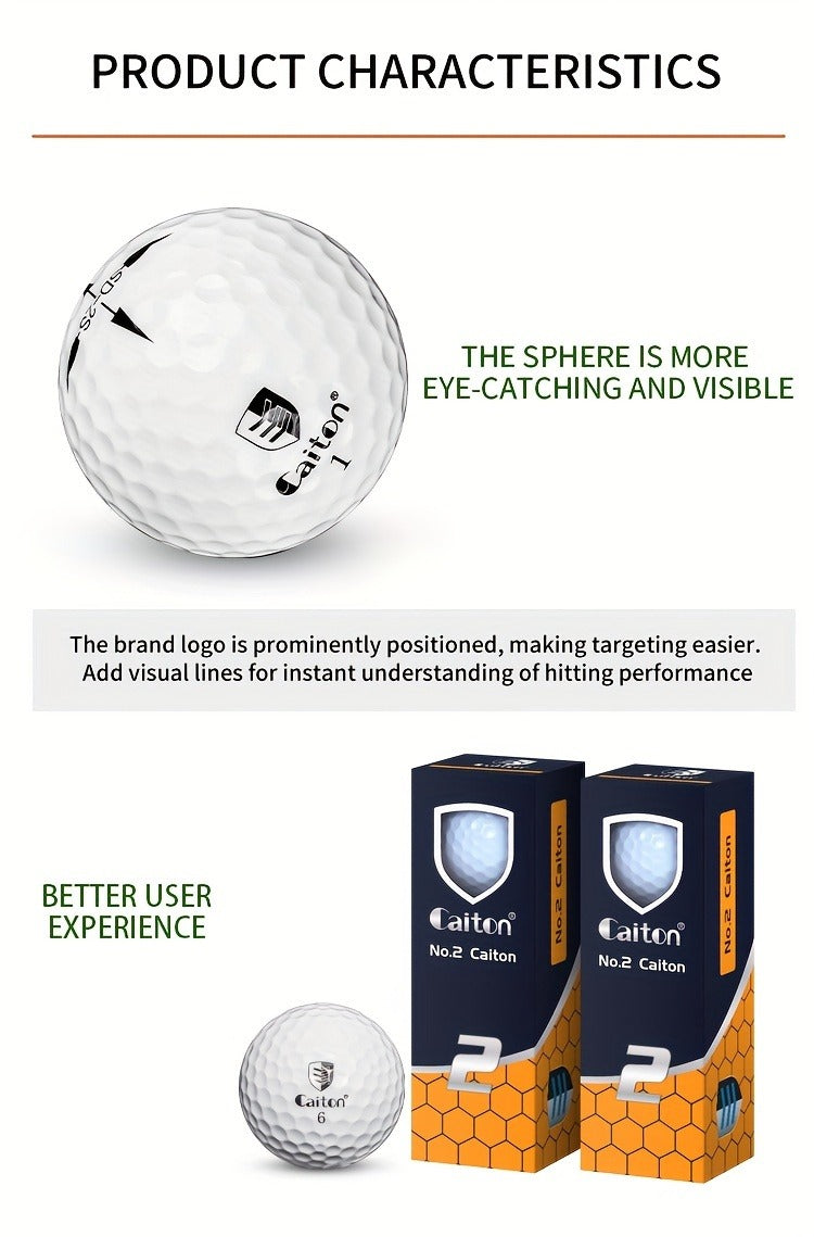 Golf Balls 6pcs Long Distance High Speed with 360-Degree Aiming Line Add 40+ Yards Distance Durable Performance Golf Ball Set for Men Women