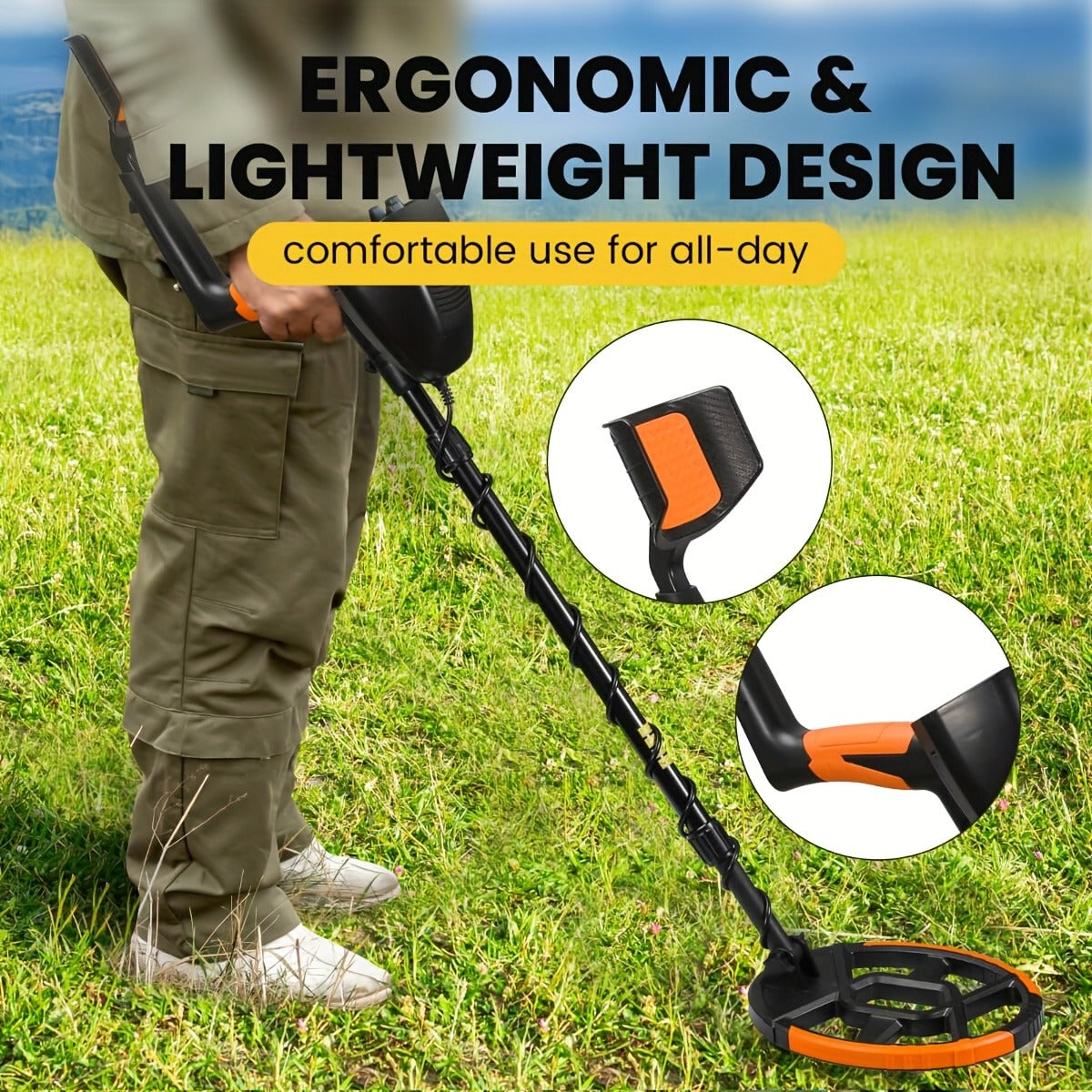 Metal Detector with LCD Display 8-Inch Coil 4 Modes Waterproof for Coins Relics Gold