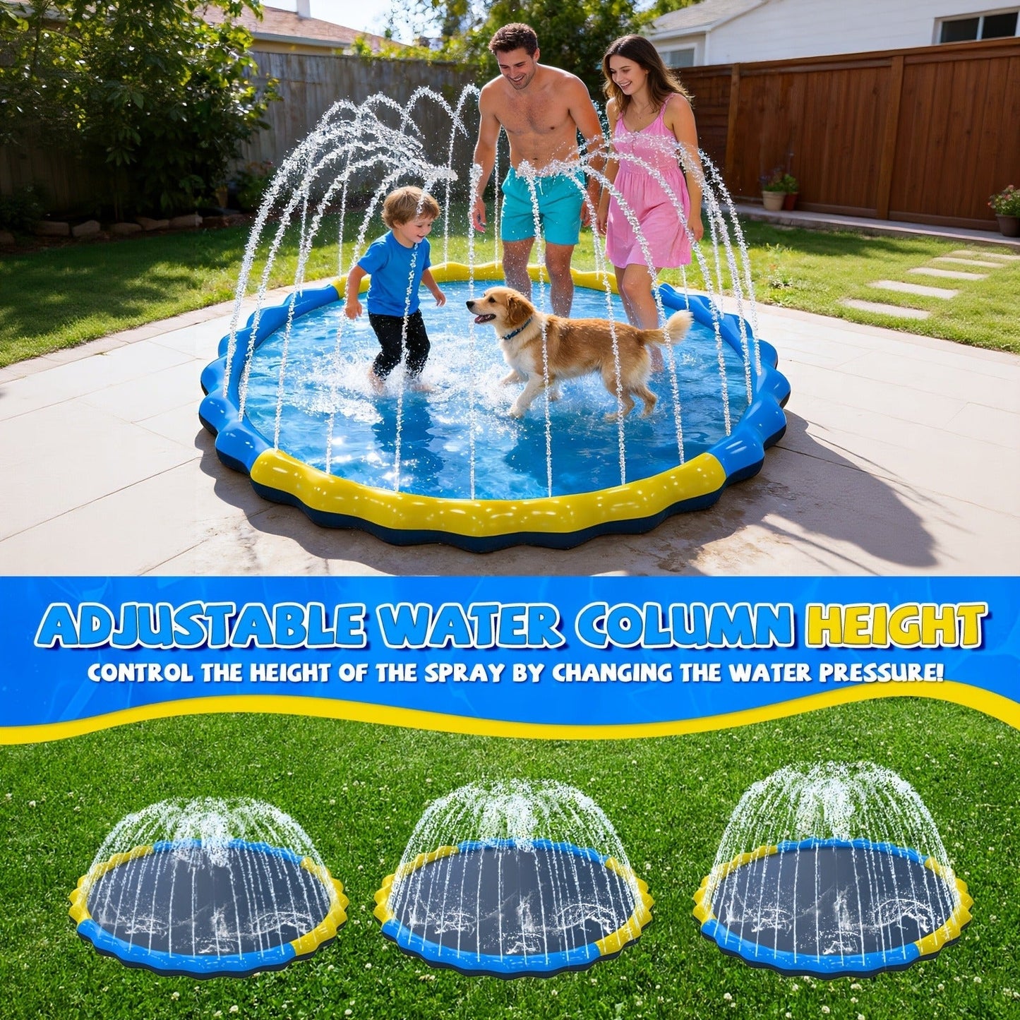 Splash Pad Sprinkler for Kids, Extra Large Inflatable Wading Pool Outdoor Water Play Mat Toy for Toddlers & Children Ages 3+