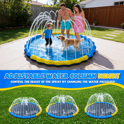 Splash Pad Sprinkler for Kids, Extra Large Inflatable Wading Pool Outdoor Water Play Mat Toy for Toddlers & Children Ages 3+