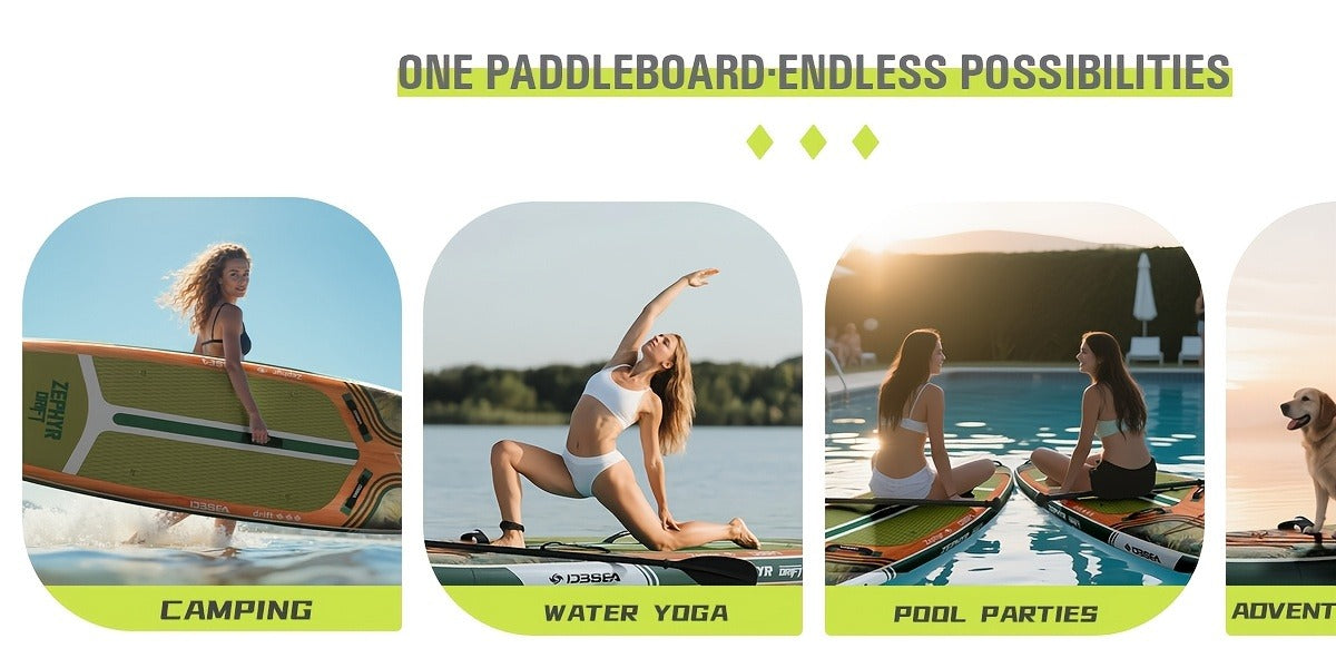Wide Inflatable SUP Board 11ft x 32'' Extra Wide Stand Up Paddle Board for Youth Adults with Backpack Dry Bag Paddle Leash Hand Pump Fins