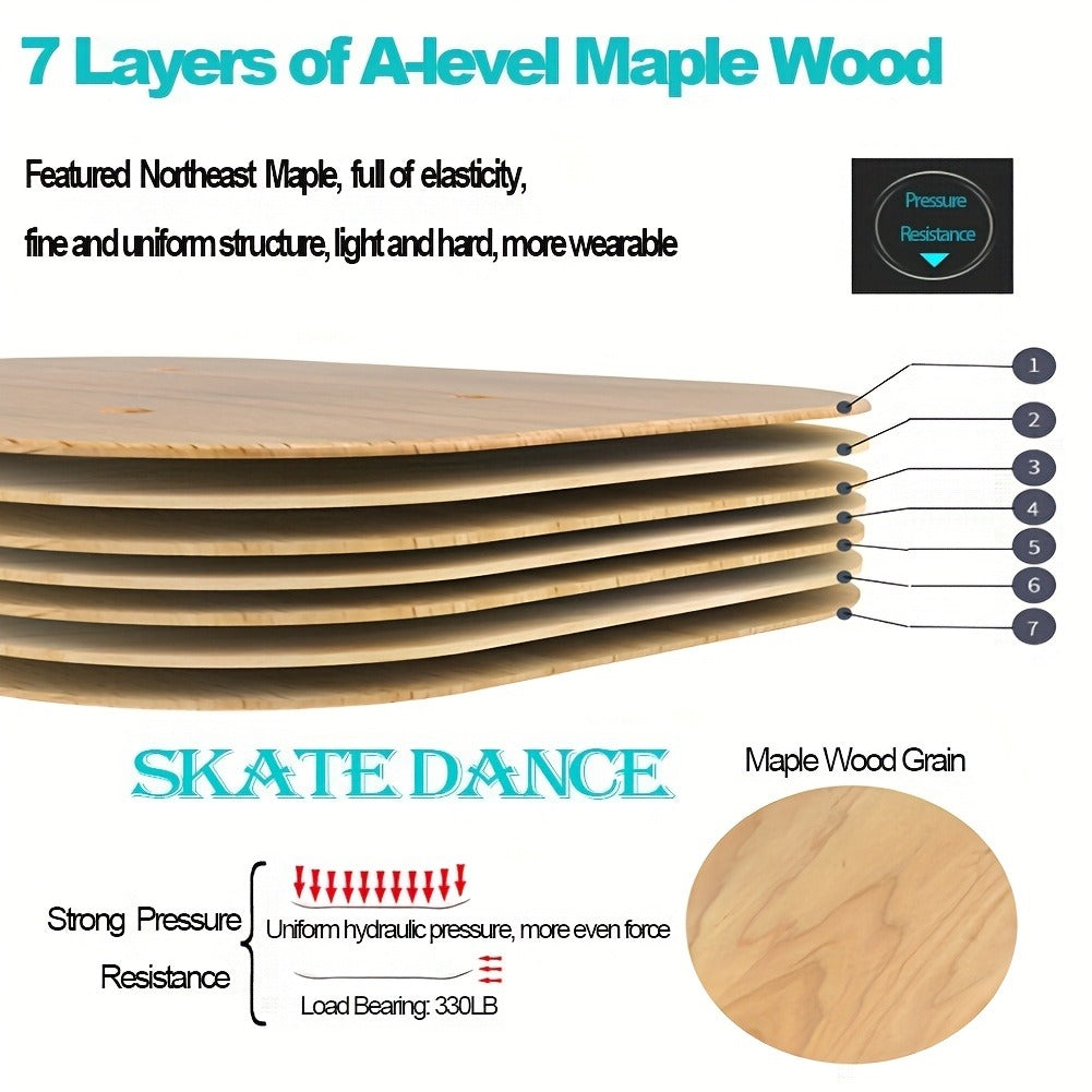 Split Drift Skateboard with PU Wheels & High-End Bearings | 7-Layer Maple Deck Anti-Slip Portable Roller Road Drift Skates Plate