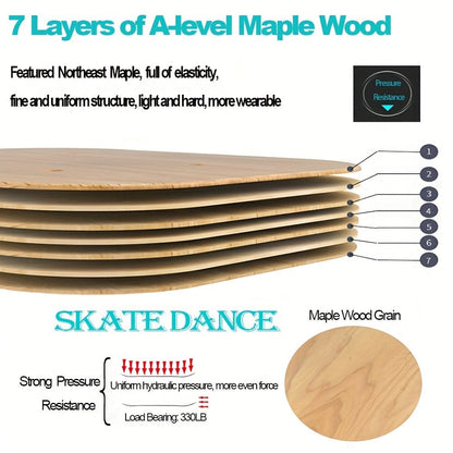 Split Drift Skateboard with PU Wheels & High-End Bearings | 7-Layer Maple Deck Anti-Slip Portable Roller Road Drift Skates Plate