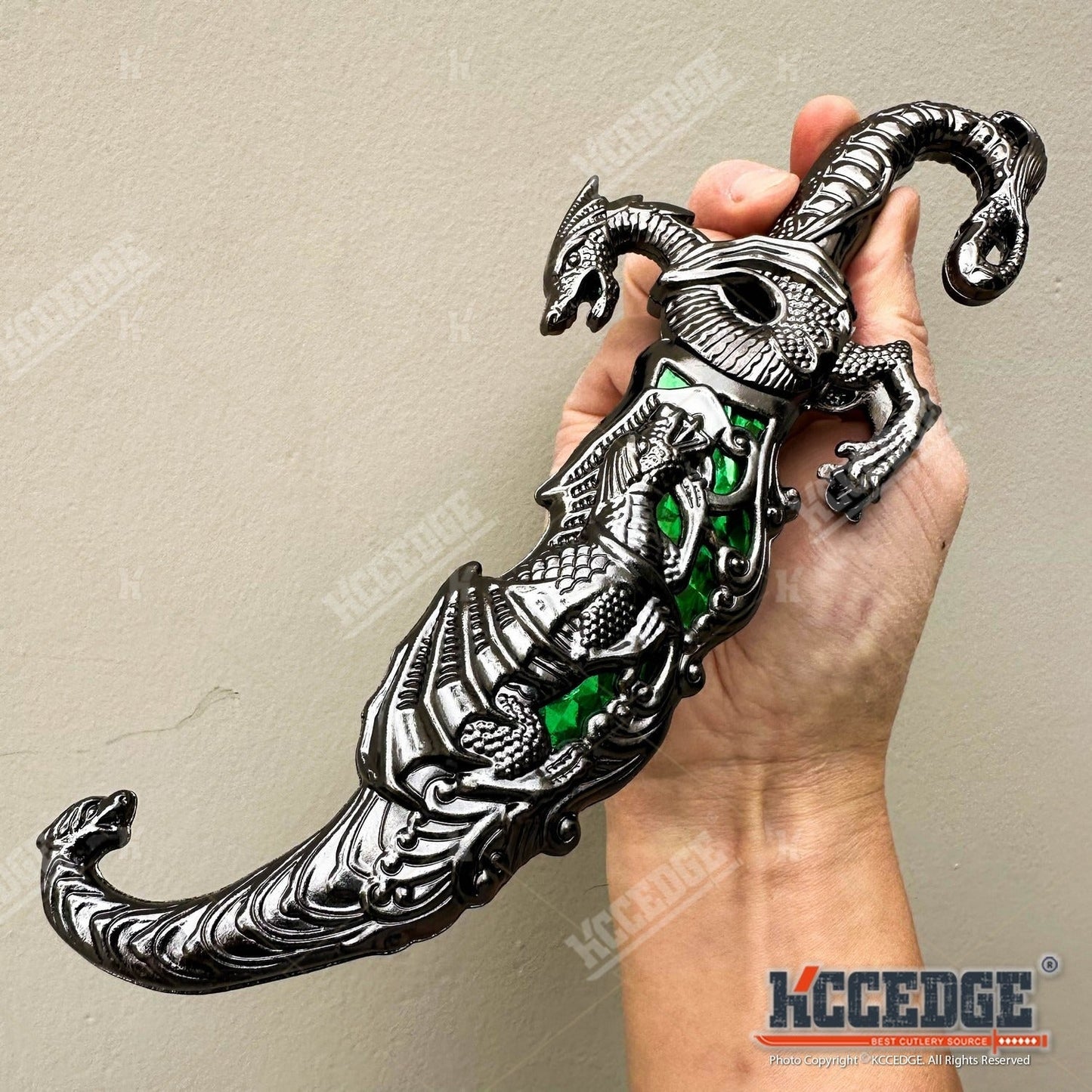 Medieval Fantasy Fixed Blade Knife with Scabbard – 9" Dragon Cosplay Collectible Dagger, 440 Stainless Steel