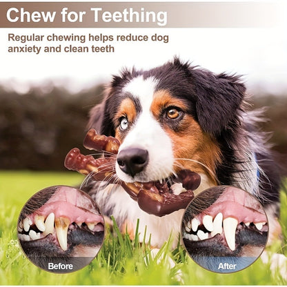 Dog Chew Toy Durable Rubber Beef Flavor Chew Stick for Medium & Large Dogs – Indestructible Teething Toy with Unbreakable Joints