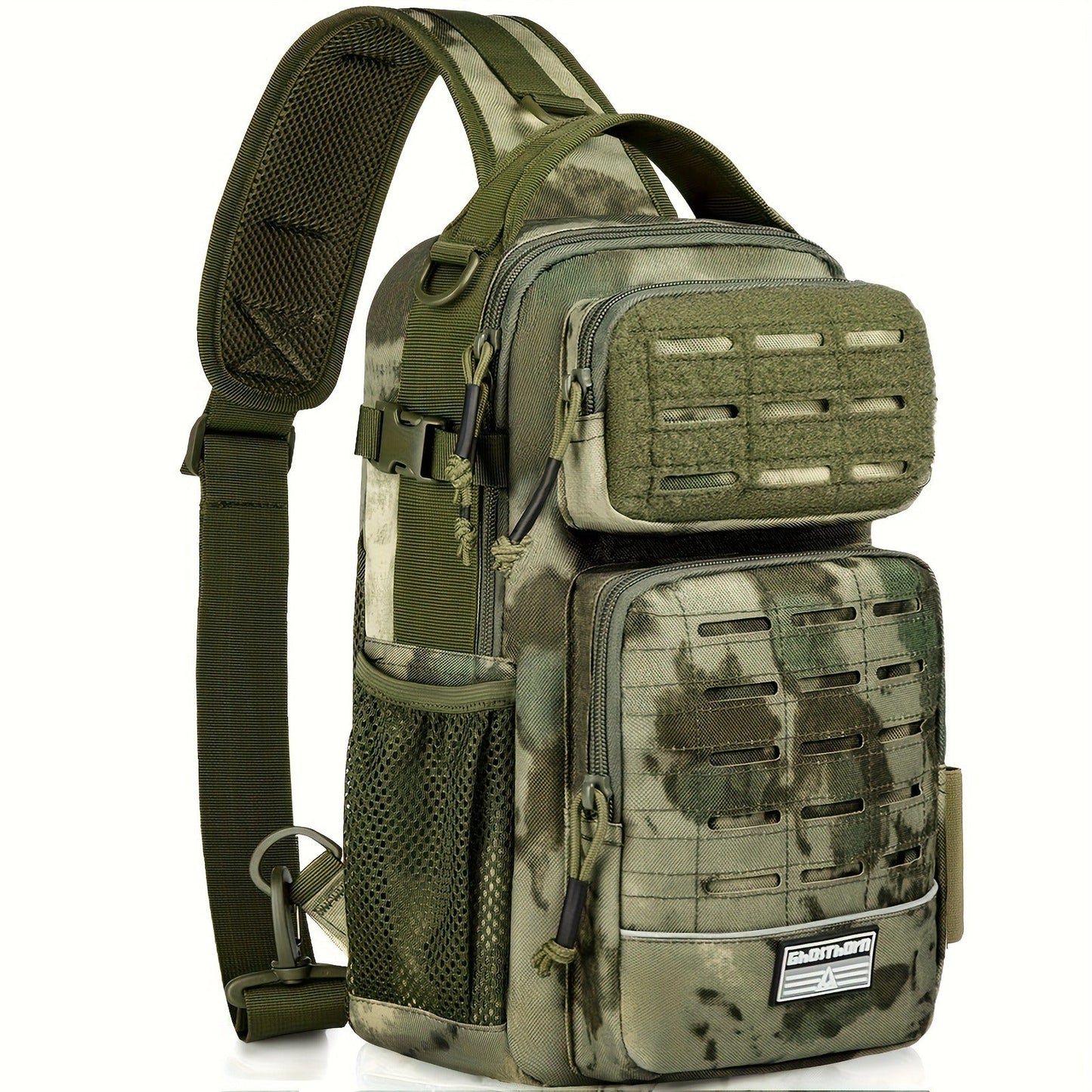 Camouflage Fishing Shoulder Bag with Zipper – Tactical Outdoor Gear Bag for Fishing Tackle, Hunting & Camping, Multi-Pocket Crossbody Bag
