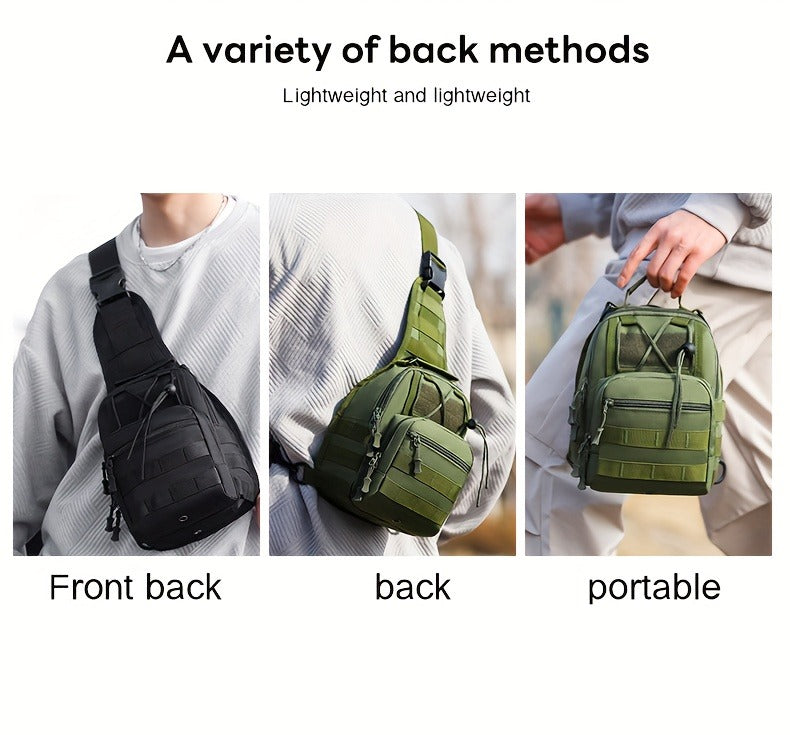 Compact Tactical Sling Backpack with Flag-Patch and Camo Options across Six Complete Checkout Styles