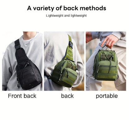Compact Tactical Sling Backpack with Flag-Patch and Camo Options across Six Complete Checkout Styles