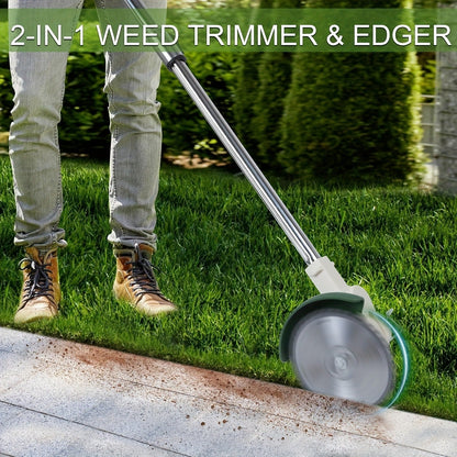 Weed Wacker Cordless 24V Brush Cutter, Electric String Trimmer with 2 Batteries & Charger, 3 Blade Types
