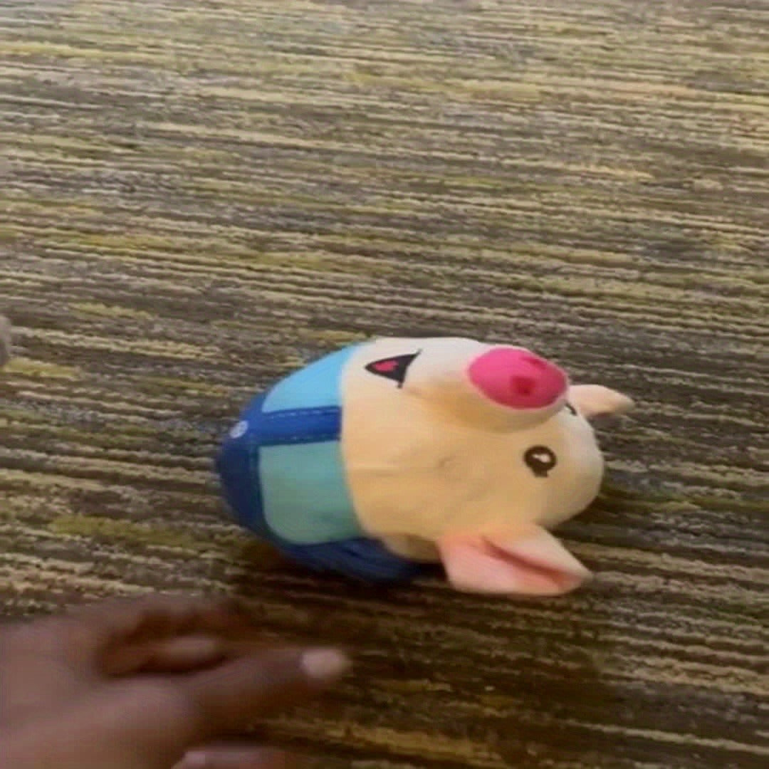 Dog Toy USB-Rechargeable Rolling Pig Plush Ball with Vibration, Swinging and Sound Effects in Two Colors