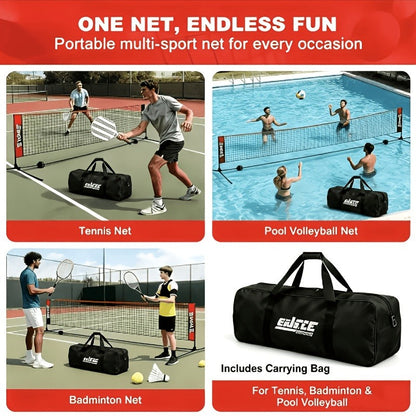 Badminton Volleyball Net Portable Adjustable Height 10ft 14ft 17ft Weather-Resistant Outdoor Indoor Backyard Pool Court Net with Carry Bag