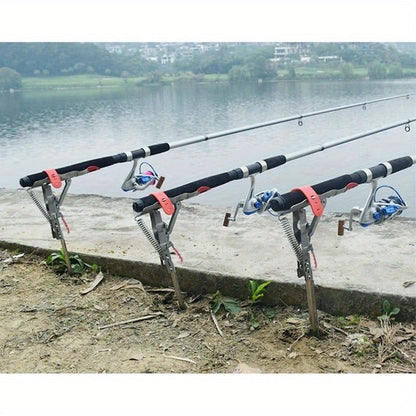 Spring Fishing Rod Holder with Auto Hook Setter – Adjustable High-Sensitivity Stainless Steel Bank Fishing Pole Stand