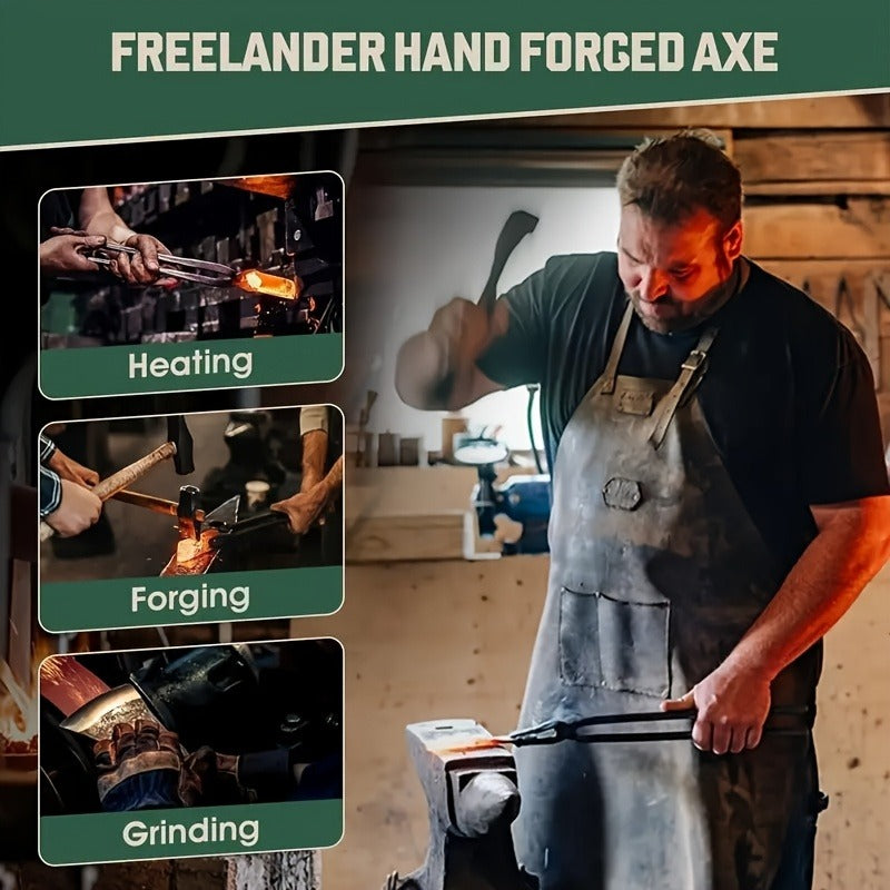 Splitting Axe Forged Carbon Steel 15.6-Inch with Handcrafted Wooden Grip, Professional Backyard Hatchet for Wood Chopping