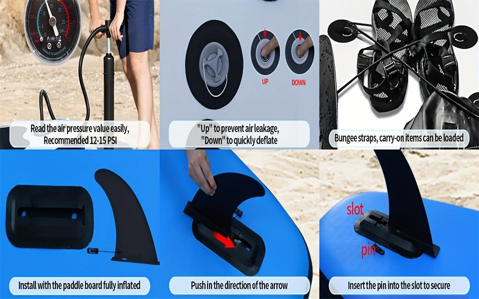 Inflatable Stand Up Paddle Board SUP Yoga Board 124'' x 31'' Wide Stance Non-Slip Deck with Paddle Pump Leash Carry Bag for Teens Adults