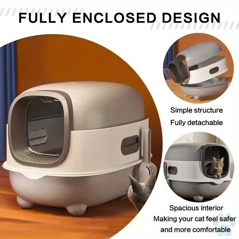 Enclosed Cat Litter Box with Odor Control – Foldable Top Entry Design, Splash-Proof Walls, Compact Size for Small Spaces