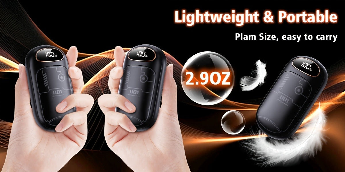 Rechargeable Hand Warmers 2-Pack – 2-in-1 Electric Hand Warmer & Power Bank with LED Display, Heats Up to 131°F, USB-C Fast Charge