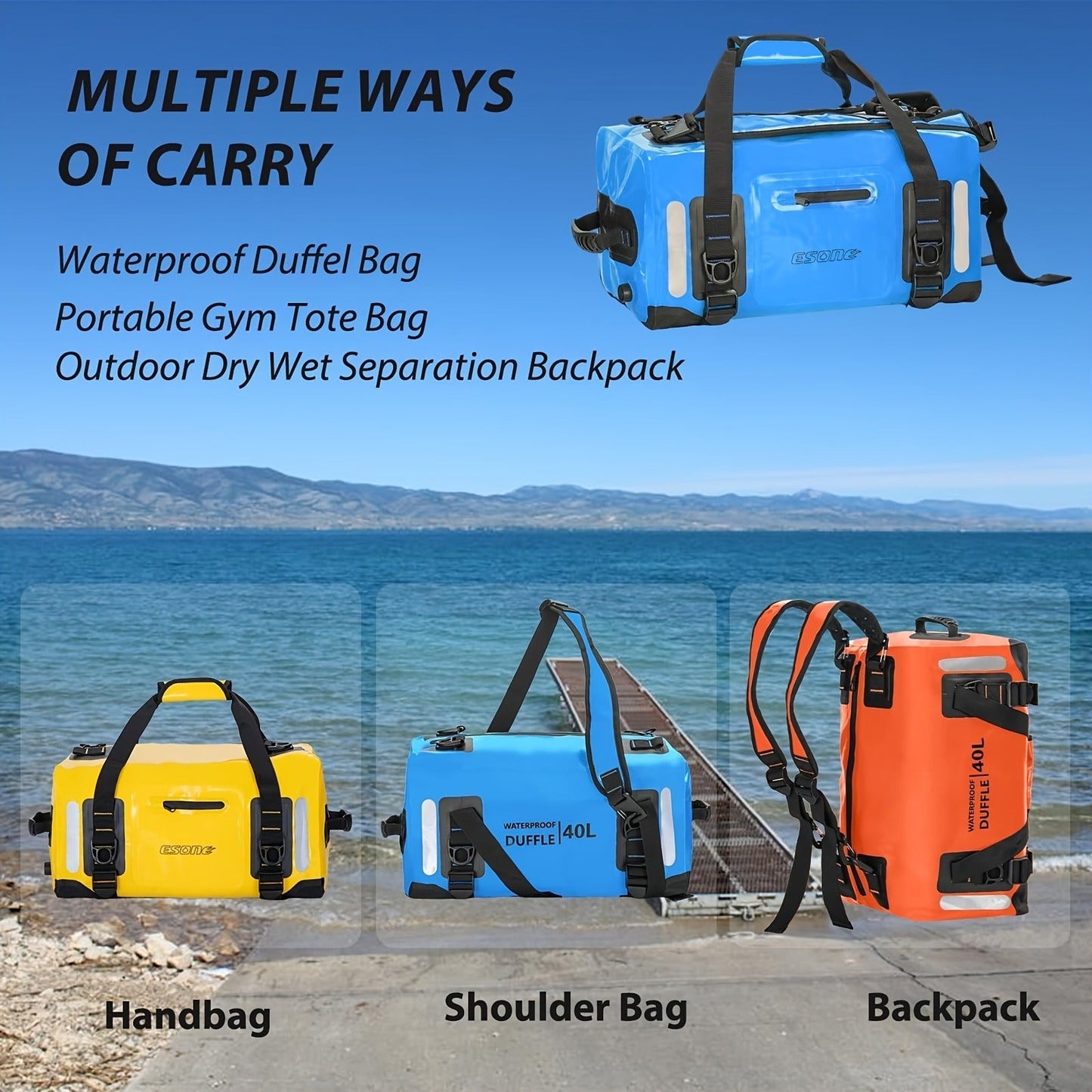Waterproof Dry Bag Backpack – 40L / 60L Duffel for Kayaking, Camping, Paddle Board & Surfing | Men & Women