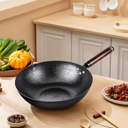 Wok Set Cast Iron 12.6 Inch Nonstick with 13 Accessories, Natural Nonstick No Chemical Coating Stir Fry Pan with Lid & Detachable Handle