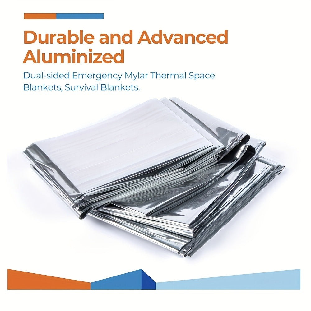 Emergency Mylar Thermal Blanket 52"x82" Reflective Foil Survival Blanket for Camping Hiking Outdoor First Aid Kit Weather Protection Ground