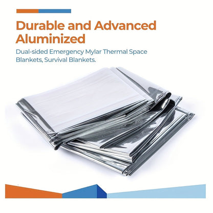 Emergency Mylar Thermal Blanket 52"x82" Reflective Foil Survival Blanket for Camping Hiking Outdoor First Aid Kit Weather Protection Ground
