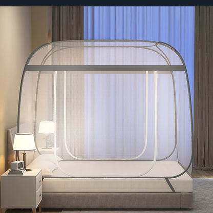 Mosquito Net Canopy Bed, Yurt Style 360° Full Coverage, Stainless Steel Frame, Easy Open Design for Bedroom