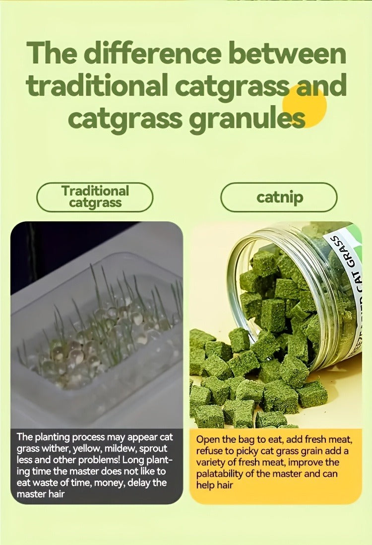 Cat Grass Pellets Freeze-Dried 150g – Mint Flavor Hairball Control Granules, Natural Chewing & Teeth Grinding Snack for Cats