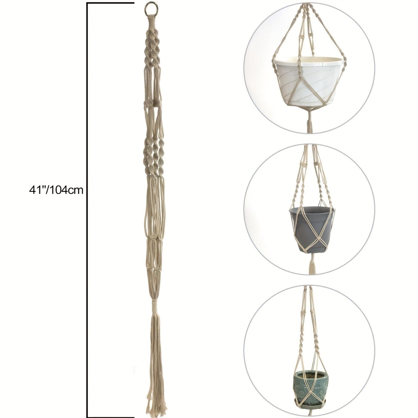 Macrame Hanging Planter Set of 4 Boho Rope Basket Plant Pot Holder for Indoor Outdoor – Decorative Hanging Organizer Net for Bedroom Living