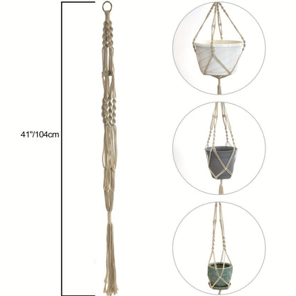 Macrame Hanging Planter Set of 4 Boho Rope Basket Plant Pot Holder for Indoor Outdoor – Decorative Hanging Organizer Net for Bedroom Living