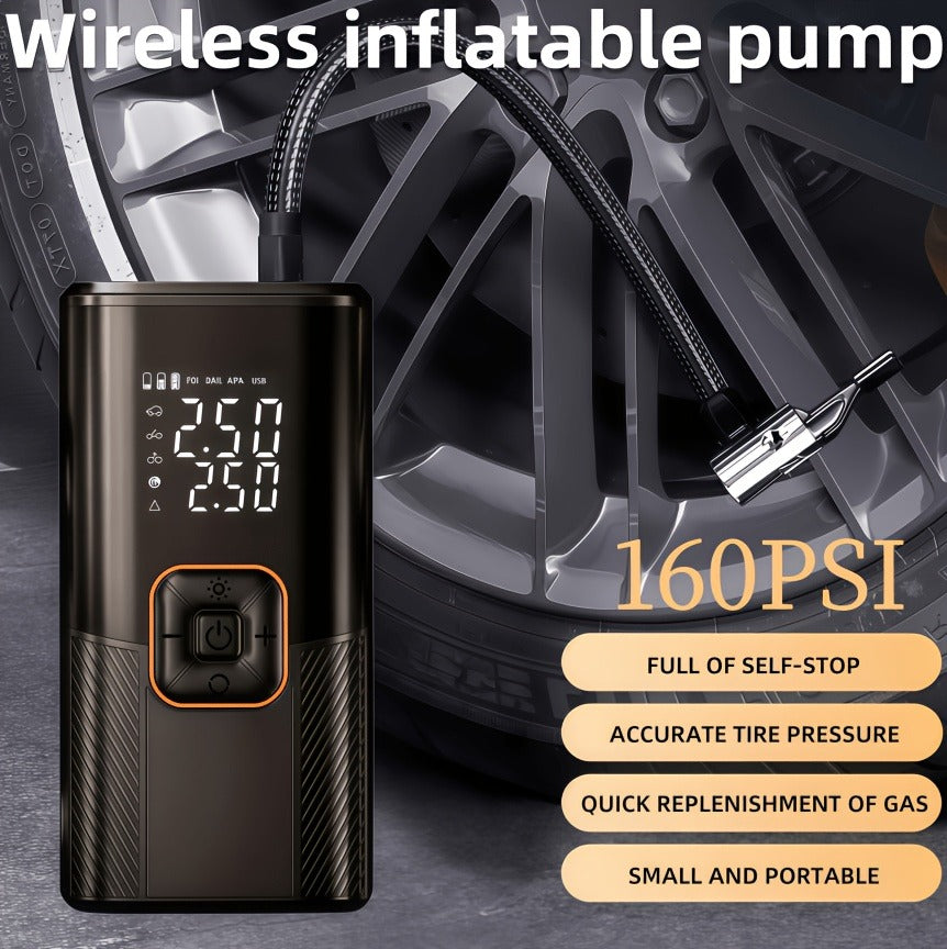 Portable Wireless Tire Inflator Air Compressor Digital Display Fast Pump Lithium Battery for Car Motorcycle Bike Emergency Inflation
