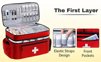 Medicine Storage Bag Organizer – Household First Aid Kit Bag, Portable Medicine Cabinet Basket with Compartments for Home
