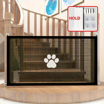 Pet Gate Folding Mesh Dog Safety Fence Isolation Net – Portable Collapsible Pet Barrier for Doorways Stairs Cars