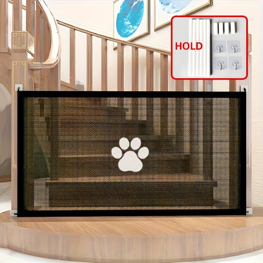 Pet Gate Folding Mesh Dog Safety Fence Isolation Net – Portable Collapsible Pet Barrier for Doorways Stairs Cars