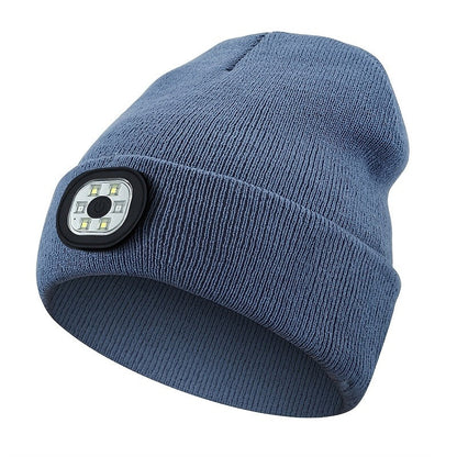 LED Knit Beanie with USB Rechargeable Lights – Light-Up Acrylic Knit Hat for Running, Hiking & Outdoor Activities