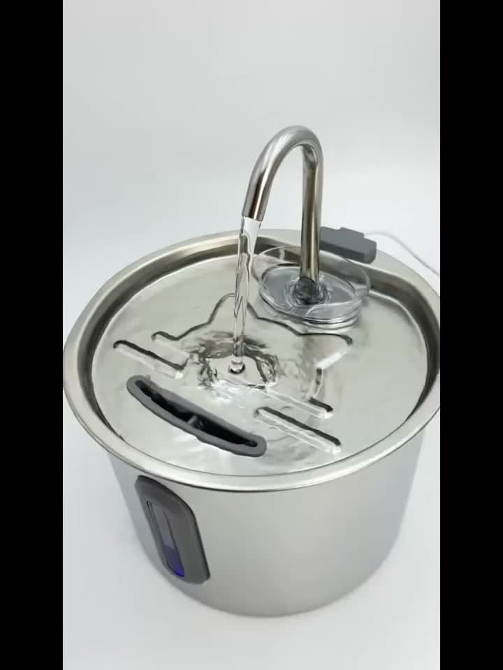 Stainless Steel Cat Water Fountain 74oz – 304 Food-Grade Steel, Ultra-Quiet USB Pump, 3-Stage Filtration, Visible Water Level Window