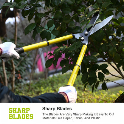 Extendable Pruning Shears 22-27.5 Inch – SK5 Steel Blades Cut 2.5" Branches, Shock-Absorbing Ergonomic Handle