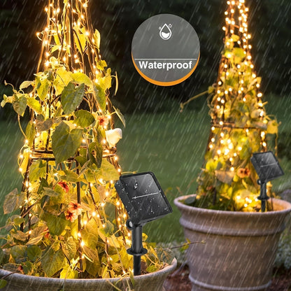 Two-Pack Solar Fairy String Lights, 104 Feet with 300 LEDs, Flexible Wire and Three Color Options