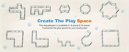 Metal Dog Playpen with Door DIY 8 or 16 Panel Foldable Pet Pen for Small Medium Large Dogs Puppies Easy Assemble Indoor Outdoor Use 24 32 40