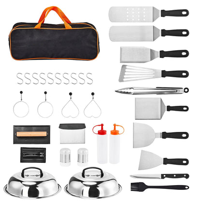 Camping Cookware Set, 19- or 27-Piece Coated Aluminum Mess Kit with Pot, Pan, Kettle, Cups, Plates and Cutlery