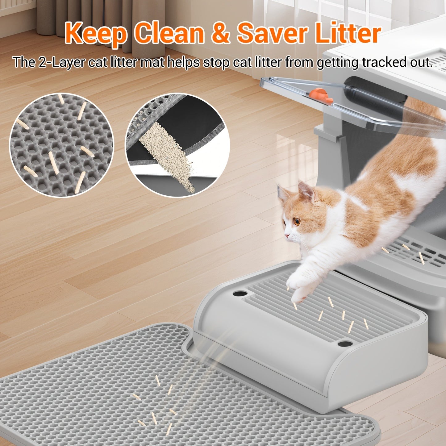 Stainless Steel Cat Litter Box with Lid – Extra Large 68L Enclosed & Semi-Open Modular System, 304 Steel Non-Stick Easy Clean