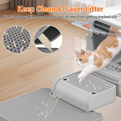 Stainless Steel Cat Litter Box with Lid – Extra Large 68L Enclosed & Semi-Open Modular System, 304 Steel Non-Stick Easy Clean