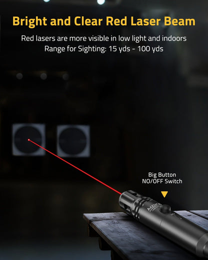 Red Laser Bore Sight Kit with 64 Adapters | Professional Multi-Caliber Boresighter for .17 to 12GA Rifles, Pistols & Handguns