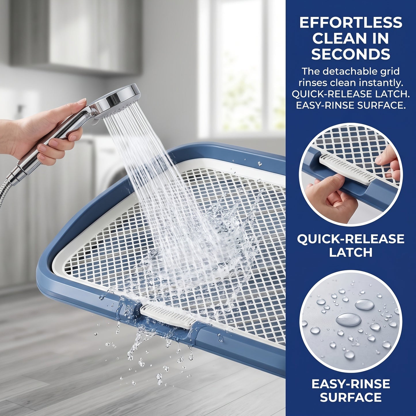 Indoor Dog Potty Tray with Removable Grating – Leak-Proof Puppy Training Toilet, Washable Pee Pad Holder for Apartments